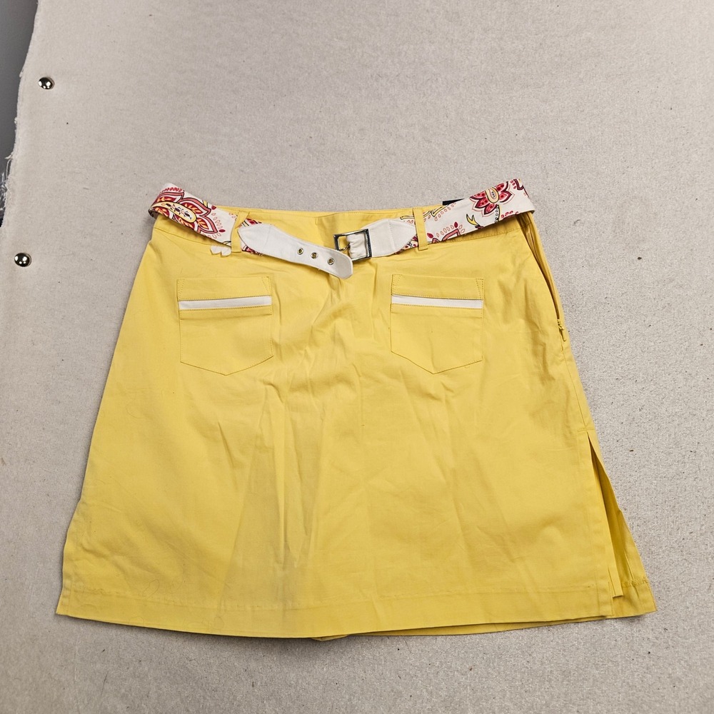 IZOD Golf Womens Yellow Stretch Skort Floral Paisley Waistband Size 8 NWT
